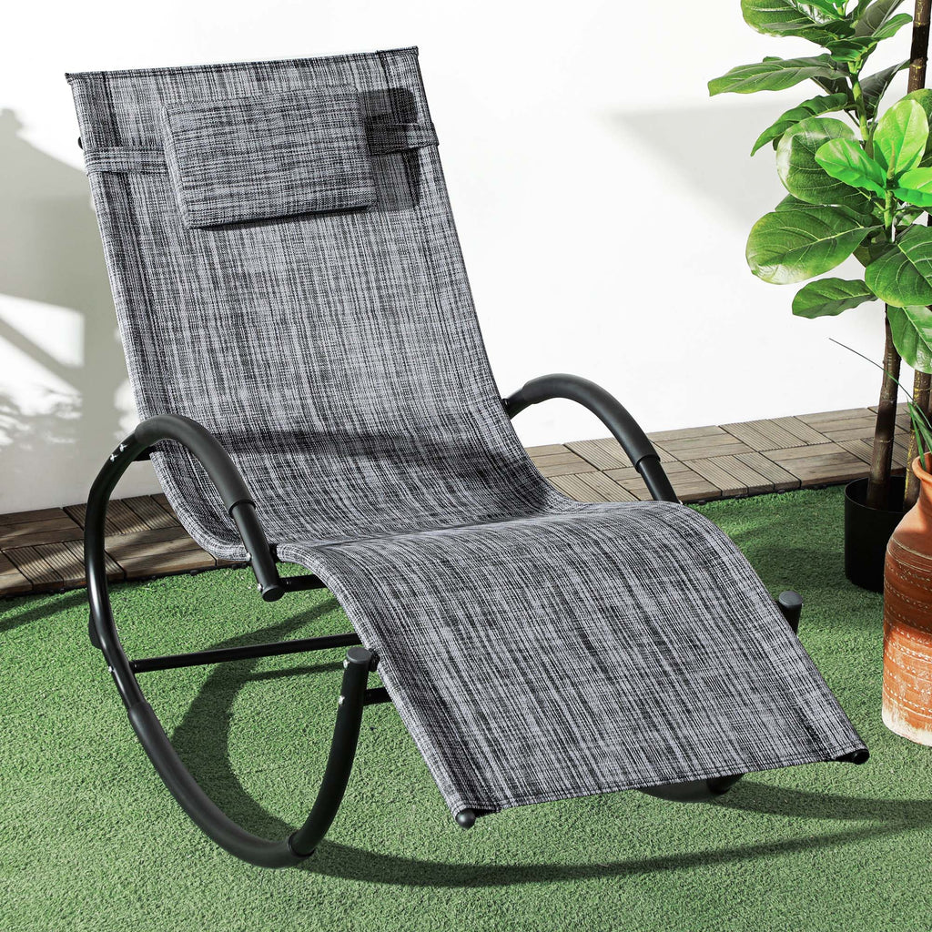 Outsunny Waterproof Outdoor Zero-Gravity Rocking Deck Chair with Headrest, 155x61x88 cm, Gray - Borgè