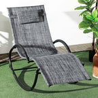Outsunny Waterproof Outdoor Zero-Gravity Rocking Deck Chair with Headrest, 155x61x88 cm, Gray - Borgè