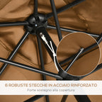 Outsunny 2x3m Rectangular Garden Umbrella with Crank and Adjustable Angle, Coffee