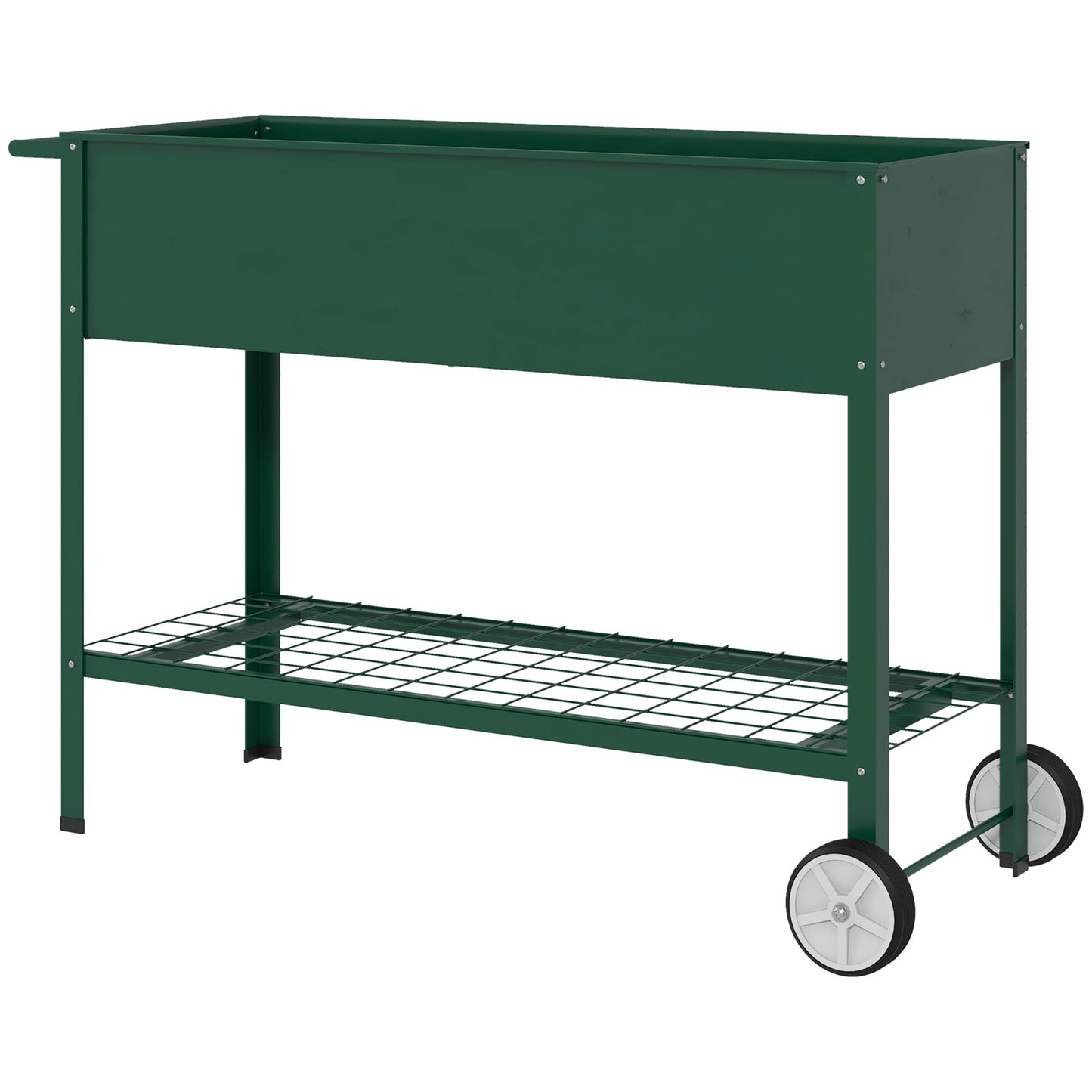 Outsunny Outdoor Planter with Lower Shelf Tool Holder, Metal, 109x44x80 cm, Green - Borgè