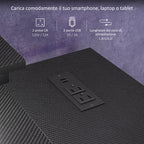 Reversible Corner Desk with LED, Power and USB Sockets, Shelves and Monitor Stand, Black