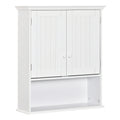 Wall-Mounted Bathroom Cabinet with 2 Doors and Open Shelf, Adjustable Internal Shelf, White