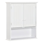 Wall-Mounted Bathroom Cabinet with 2 Doors and Open Shelf, Adjustable Internal Shelf, White