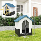 PawHut Outdoor Plastic Dog Kennel with Windows and Raised Base, 64.5 x 57 x 66 cm, Blue