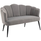 MADISON | 2 Seater Velvet Sofa with Metal Legs and Shell Backrest, 132x66x80cm, Grey