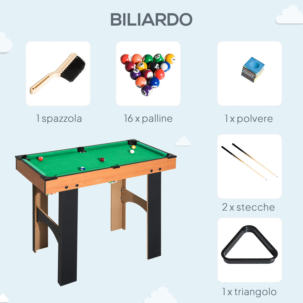 4-in-1 Multi-Game Table with Table Football, Air Hockey, Ping Pong and Pool Table in MDF, 92x78x80cm