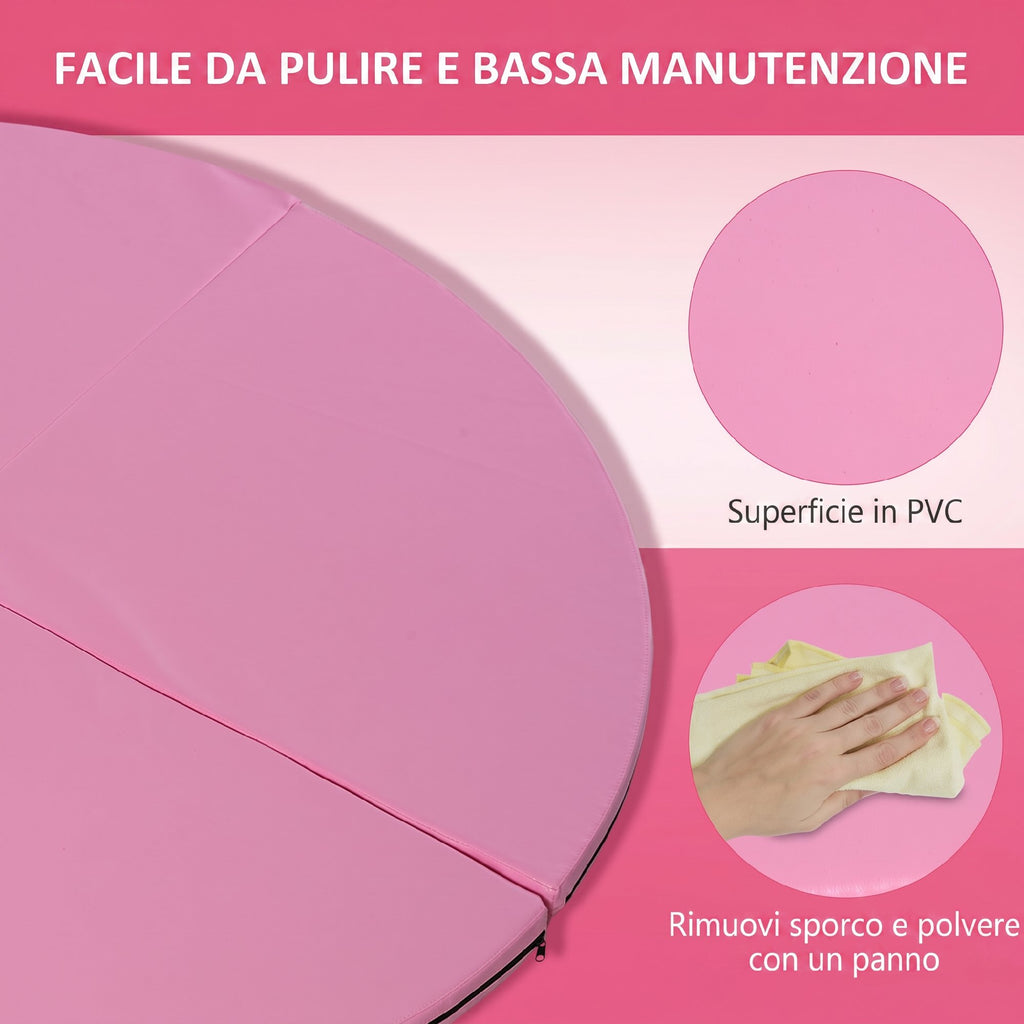 HOMCOM Non-Slip Foldable Pole Dance Mat in EPE Foam and PVC, Ø150x5cm, Pink