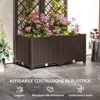 Raised Planter with Trellis for Climbing and 8 Drainage Holes in PP, 80x40x135 cm, Brown