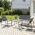 Outsunny 4-Piece Garden Set with 2-Seater Sofa, 2 Chairs and Coffee Table, Grey Metal Frame