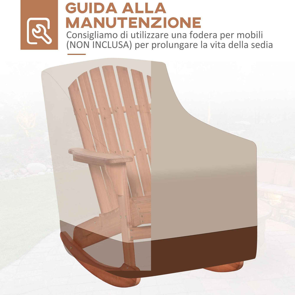 Outsunny Wooden Adirondack Chair, Waterproof Garden and Outdoor Rocking Chair, 77x94x97cm Teak