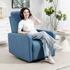 135° Manual Reclining Relaxing Chair, 360° Swivel with Rocking Function, Blue