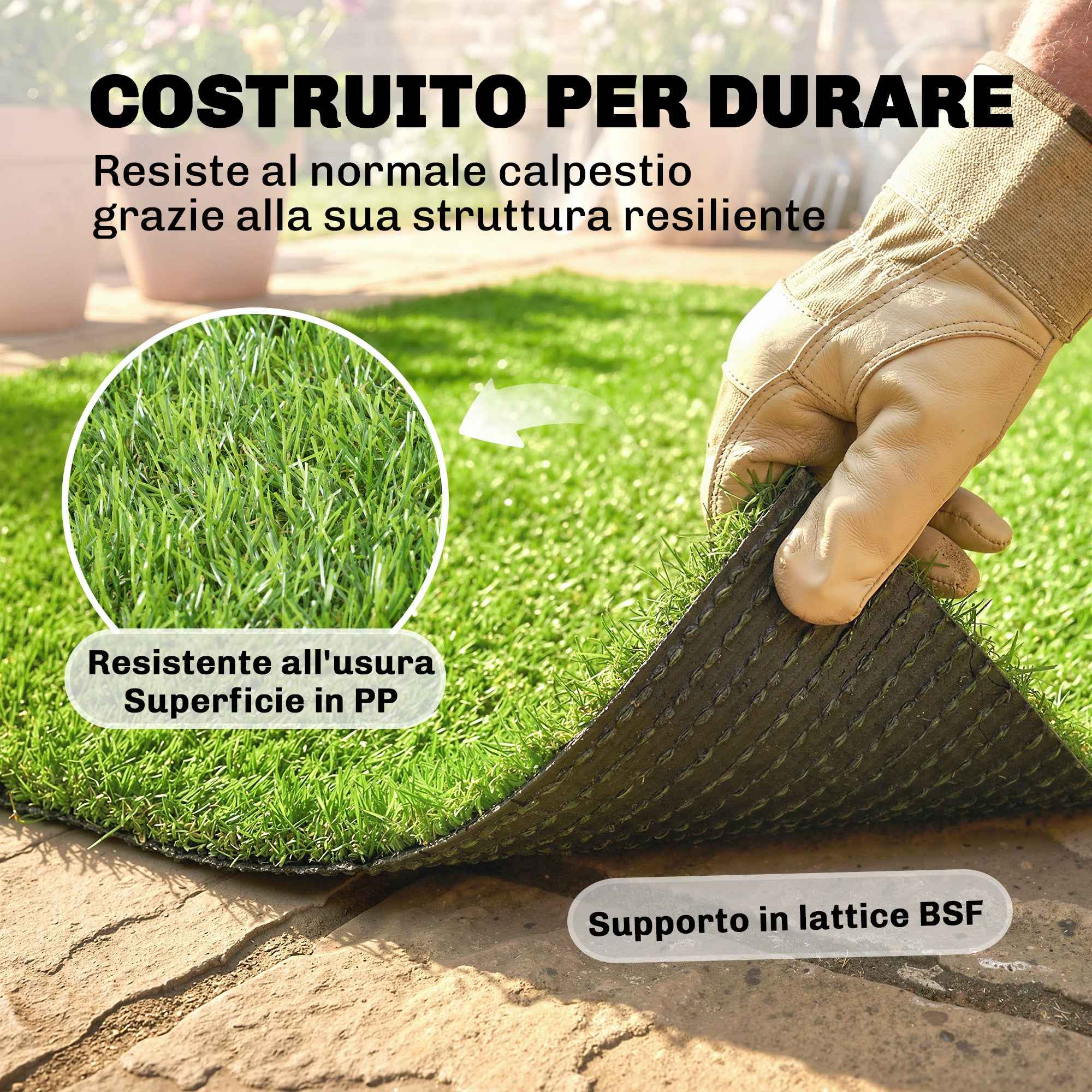 Outsunny Artificial Grass 1m x 4m, Synthetic Carpet with 10mm Height, Draining, Green
