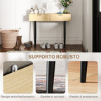 Nordic Style Entrance Console Table with 2 Drawers in Wood and Steel, 100x30x80.5 cm, Oak