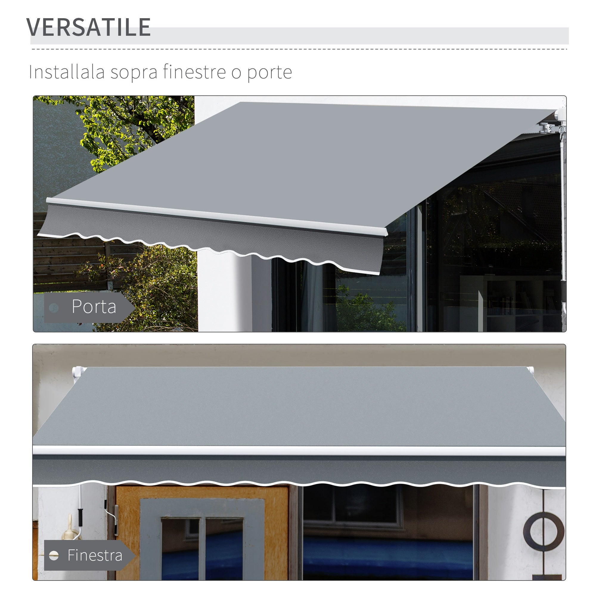 Outsunny sun tent for outdoor outbuilding with metal and aluminum crank, 395x245 cm, gray - Borgè