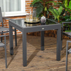 Extendable Garden Dining Table with Glass and Aluminum Top, 80-160x80x75 cm, Black