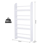 4-Tier Wall-Mounted Bookcase, White, Waterproof, Max Load 30kg (59cm x 12cm x 113cm)
