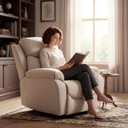Manual Fabric Recliner Chair with Thick Cushion, Padded Armrests and Footrest, Beige
