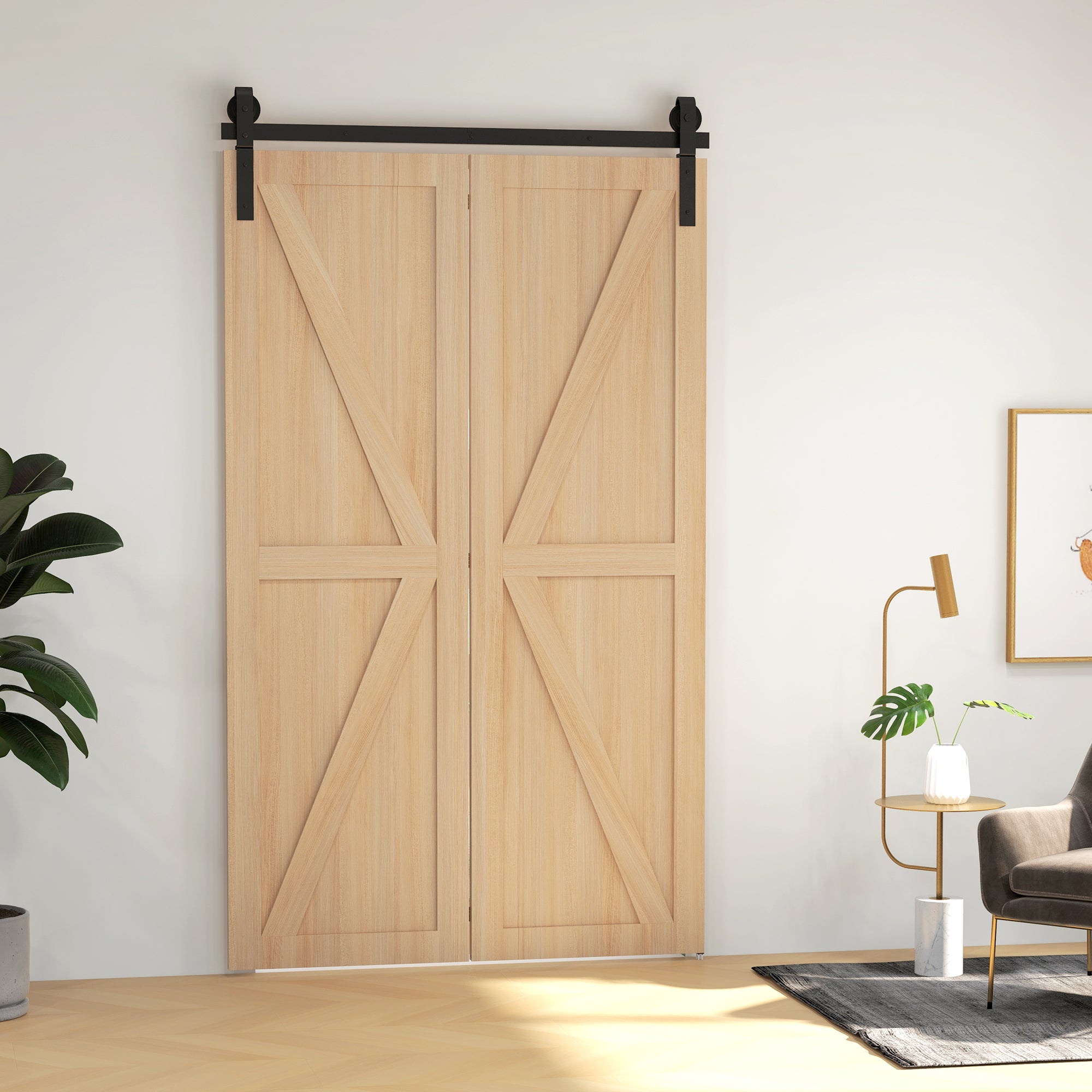 Black Carbon Steel Folding Sliding Door Kit 122x0.5x4cm