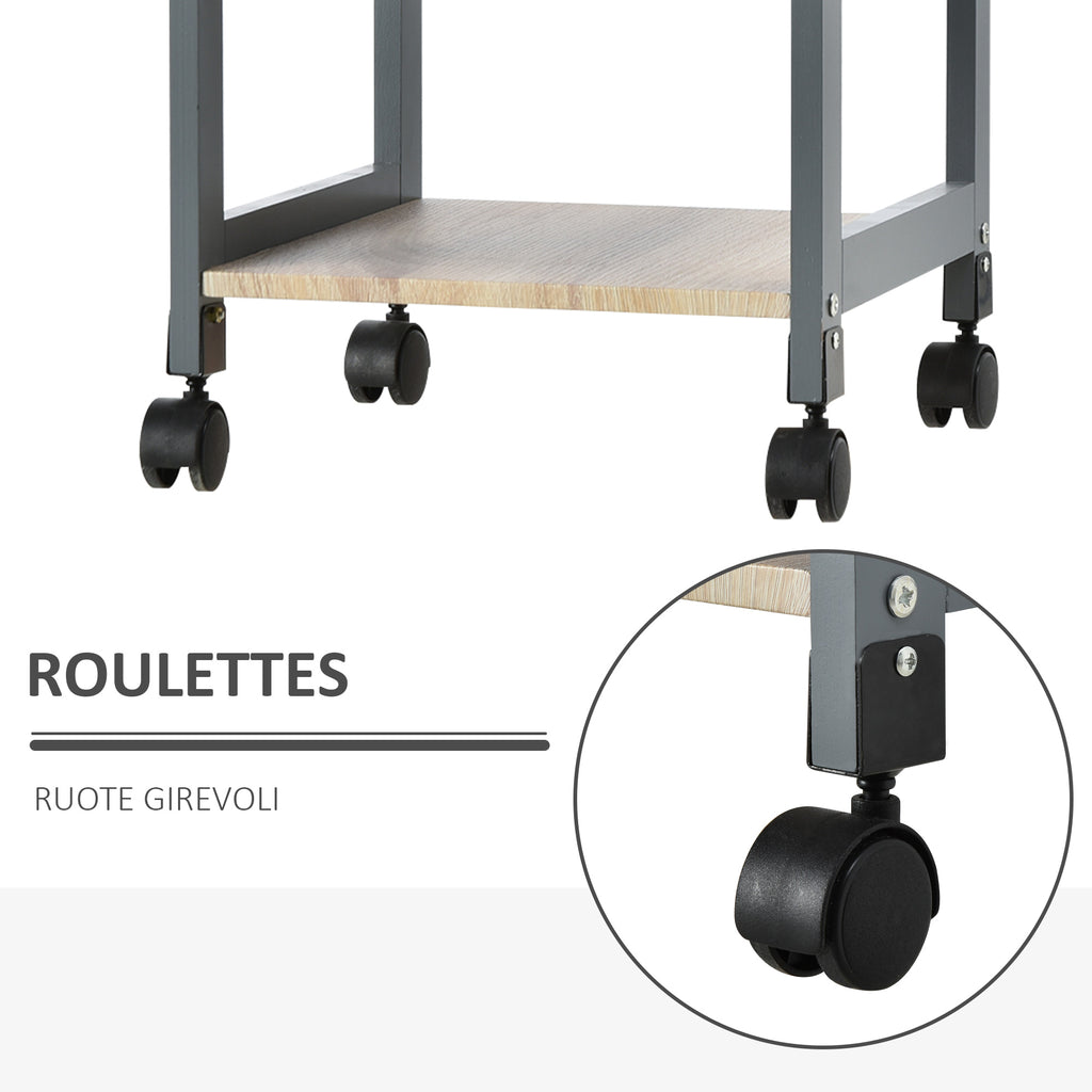 Kitchen Trolley Food Cart with Drawer, 2 Shelves and Pull-Out Tray, 37x37x76cm, Grey