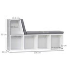 HOMCOM Modern 5-Tier Open Bookcase with 2 Cushions, Wooden, 108x30x60 cm, Grey