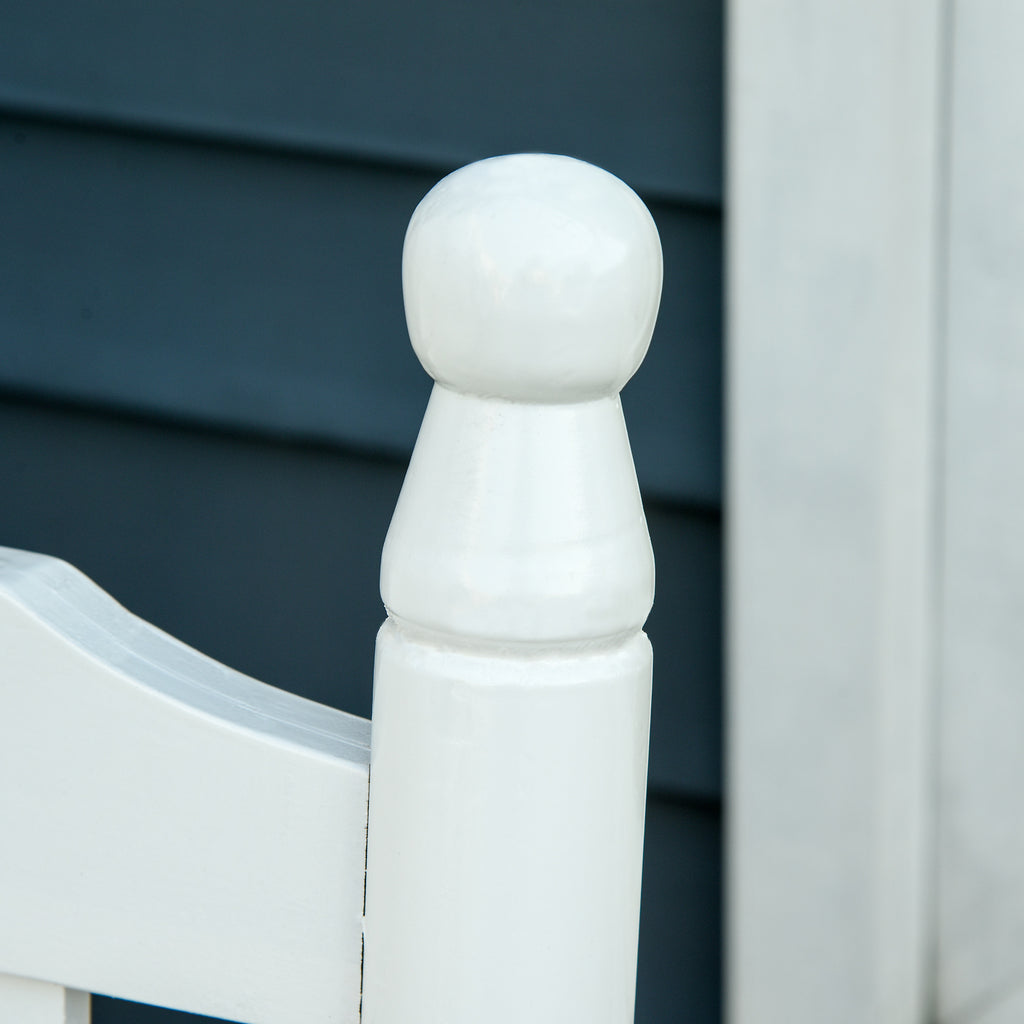 2-Seater Wooden Rocking Chair with High Back and Armrests, 117x85x120 cm, White