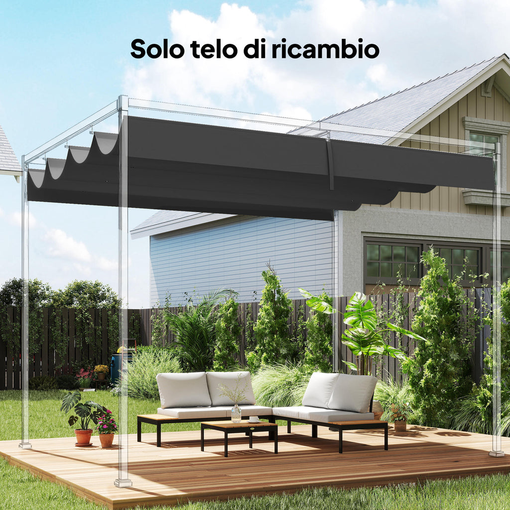 Outsunny Dark Grey Polyester Anti-UV Outdoor Pergola Cover with 8 Drainage Holes, 392x350 cm
