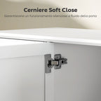 Elegant Buffet Sideboard with 2 Drawers and 3 Cabinets with Adjustable Shelves, Wooden, 120x38x86 cm, White