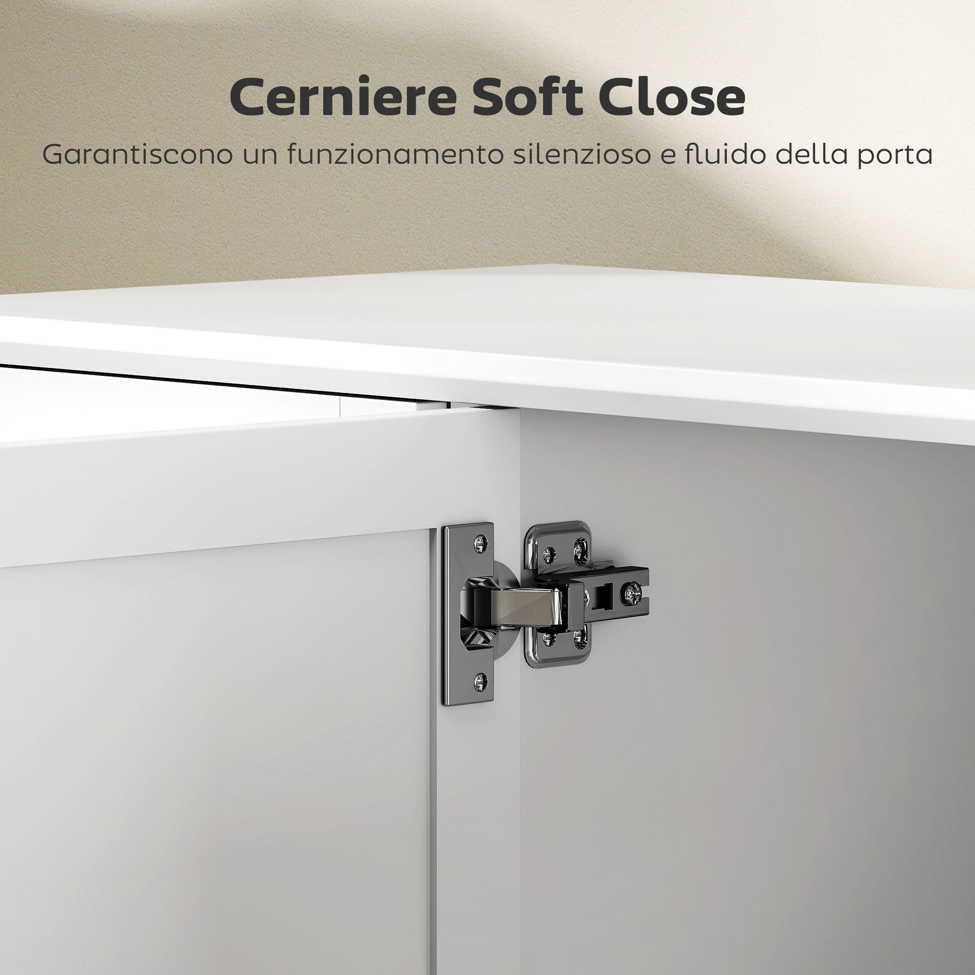 Elegant Buffet Sideboard with 2 Drawers and 3 Cabinets with Adjustable Shelves, Wooden, 120x38x86 cm, White