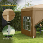 Outsunny 3x3m Folding Outdoor Gazebo with 4 Side Panels, Steel and Oxford Fabric, Khaki