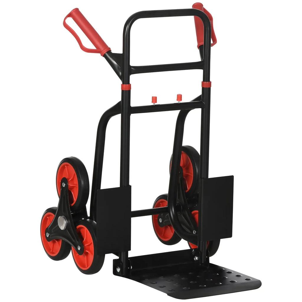 Folding Luggage Cart, 120 kg max, with Removable Handle, 60x45x109 cm, Red and Black