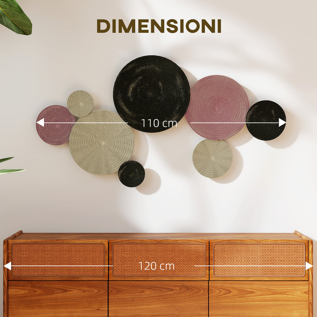 8-Disc 3D Metal Wall Art, 110x7x58 cm, Bronze, Orange and Yellow