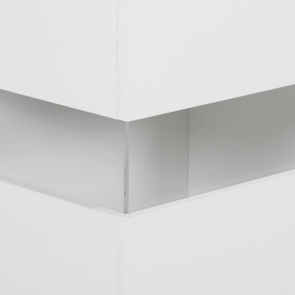 Modern Sideboard with LED Adjustable with Remote Control, 4 Drawers and 2 Cabinets, 120x34x70 cm, White