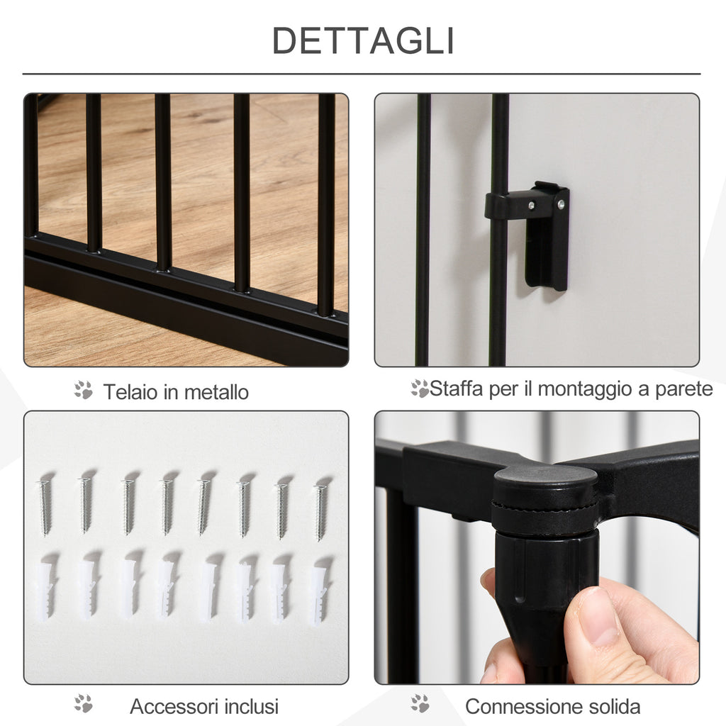 PAWHUT DOG CANCELLY Small and medium folding size with 5 panels, metal and plastic, 300x3x74.5 cm, black - Borgè