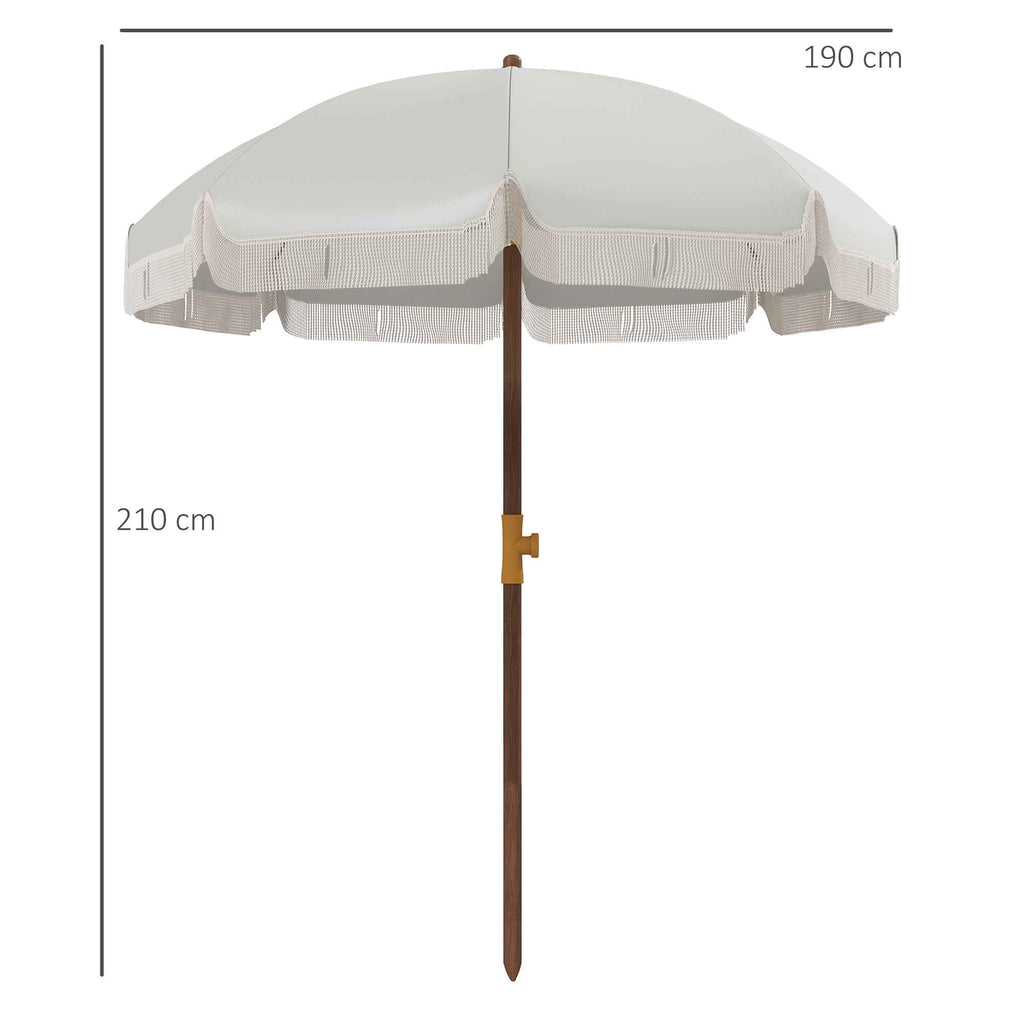 Outsunny Space-Saving Beach Umbrella with UV40+ Protection and Carrying Bag, Light Grey
