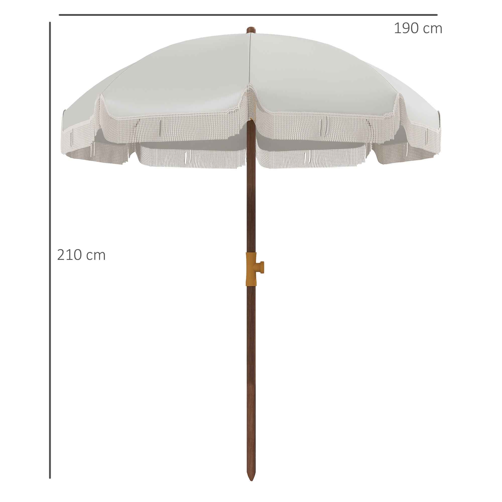 Outsunny Space-Saving Beach Umbrella with UV40+ Protection and Carrying Bag, Light Grey