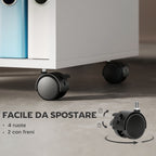 Printer Stand with Wheels and 2 Open Wooden Shelves, 40x35x55.5 cm, White