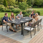 Outsunny Extendable Garden Table for 6-8 People, Aluminum with Slatted Top, Black