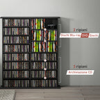 16-Tier Modern Design Wooden CD Bookcase Cabinet, 106.5x24x123.7 cm, Black