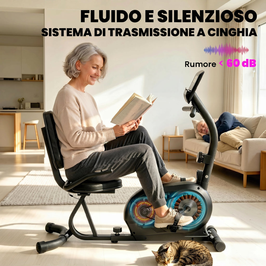 SPORTNOW Recumbent Exercise Bike for Seniors with Bluetooth, App Connectivity, and Wheels