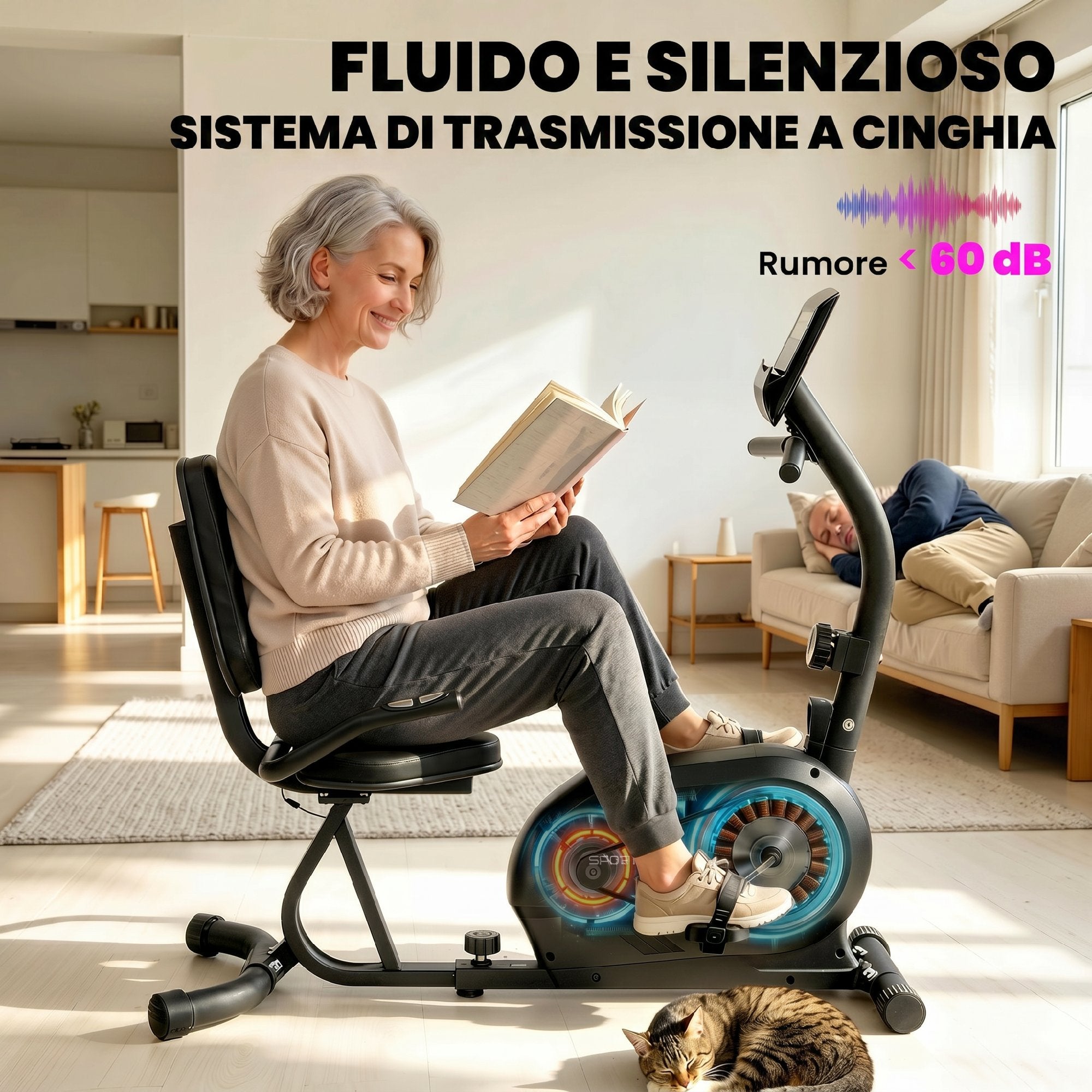 SPORTNOW Recumbent Exercise Bike for Seniors with Bluetooth, App Connectivity, and Wheels