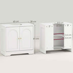 HOMCOM 2-Door Bathroom Vanity Unit with 3-Tier Adjustable Shelf, Wooden, 60x30x65 cm, White