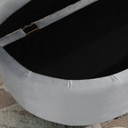 Padded Semicircle Bedside Storage Bench, Velvet and Wood, 120x46x42 cm, Light Grey