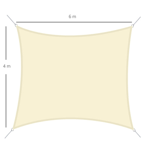 4x6m Rectangular Shade Sail, Breathable Anti-UV Polyester Outdoor Awning, Cream White - Borge' Group Limited