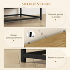 Modern Sideboard with 2 Drawers, Adjustable Cabinet and Open Shelf, in Wood and Steel, 80x40x78 cm, Brown