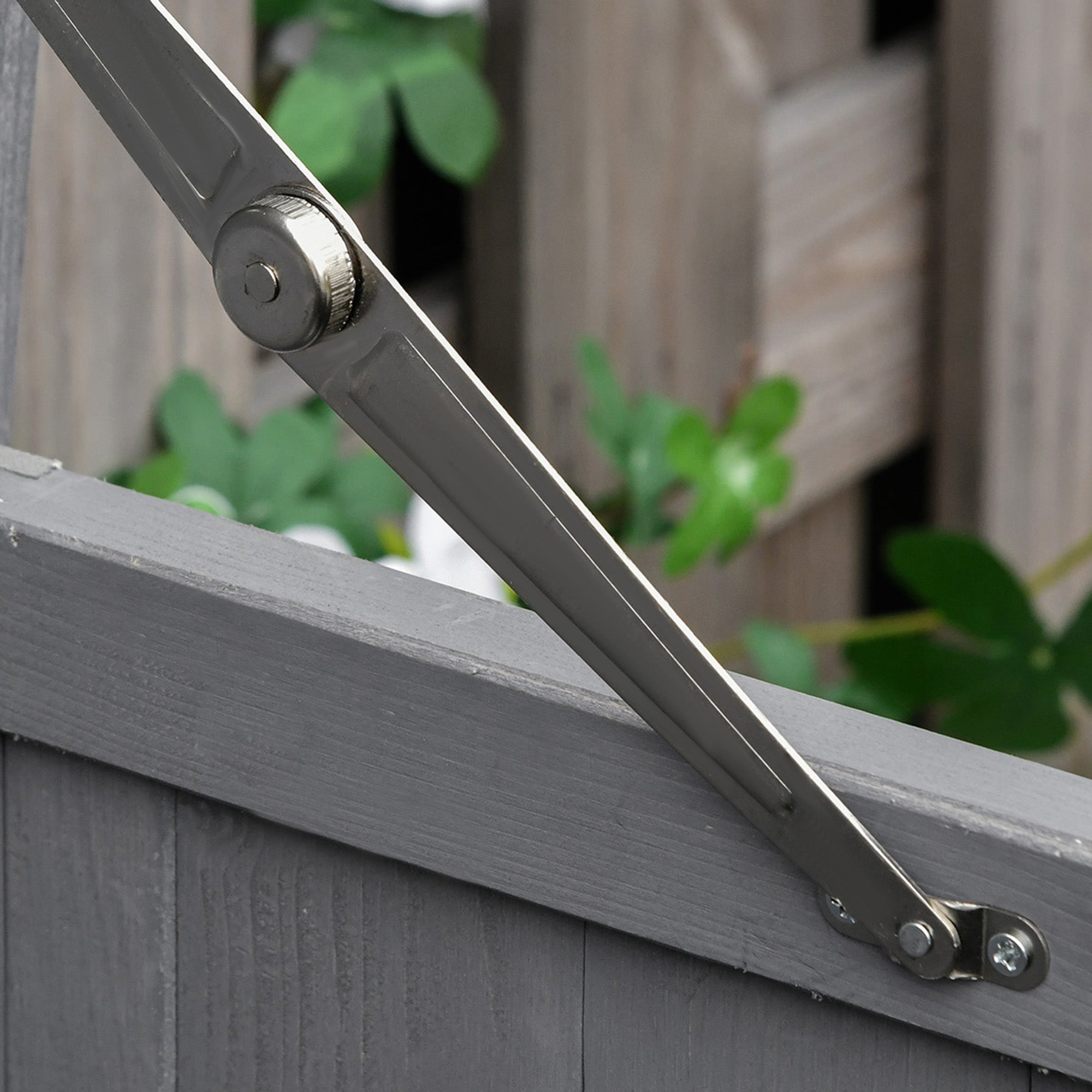 Outsunny garden wardrobe with 2 fir wood shelves with opening roof, 74x43x88 cm, dark gray - Borgè