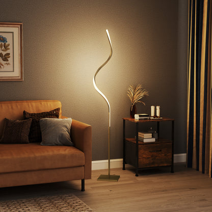 LED Spiral Floor Lamp with 3 Adjustable Brightness and Foot Switch, Gold