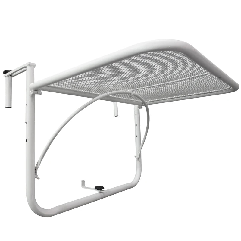 3-Tier Adjustable Height Railing Table with Hooks, Metal, 60x56.5x45 cm, White - Borge' Group Limited