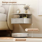 HOMCOM Set of 2 Floating Bedside Tables with Drawer and Open Shelf, 35x32x22.5 cm, Cement Grey