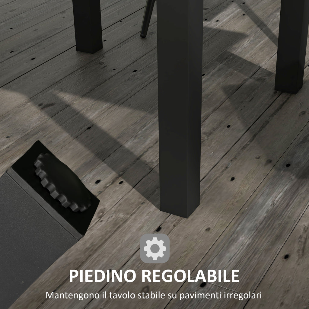 Extendable Garden Table for 4-6 People with Slatted Top, Aluminum, 81/162x80x75 cm, Grey