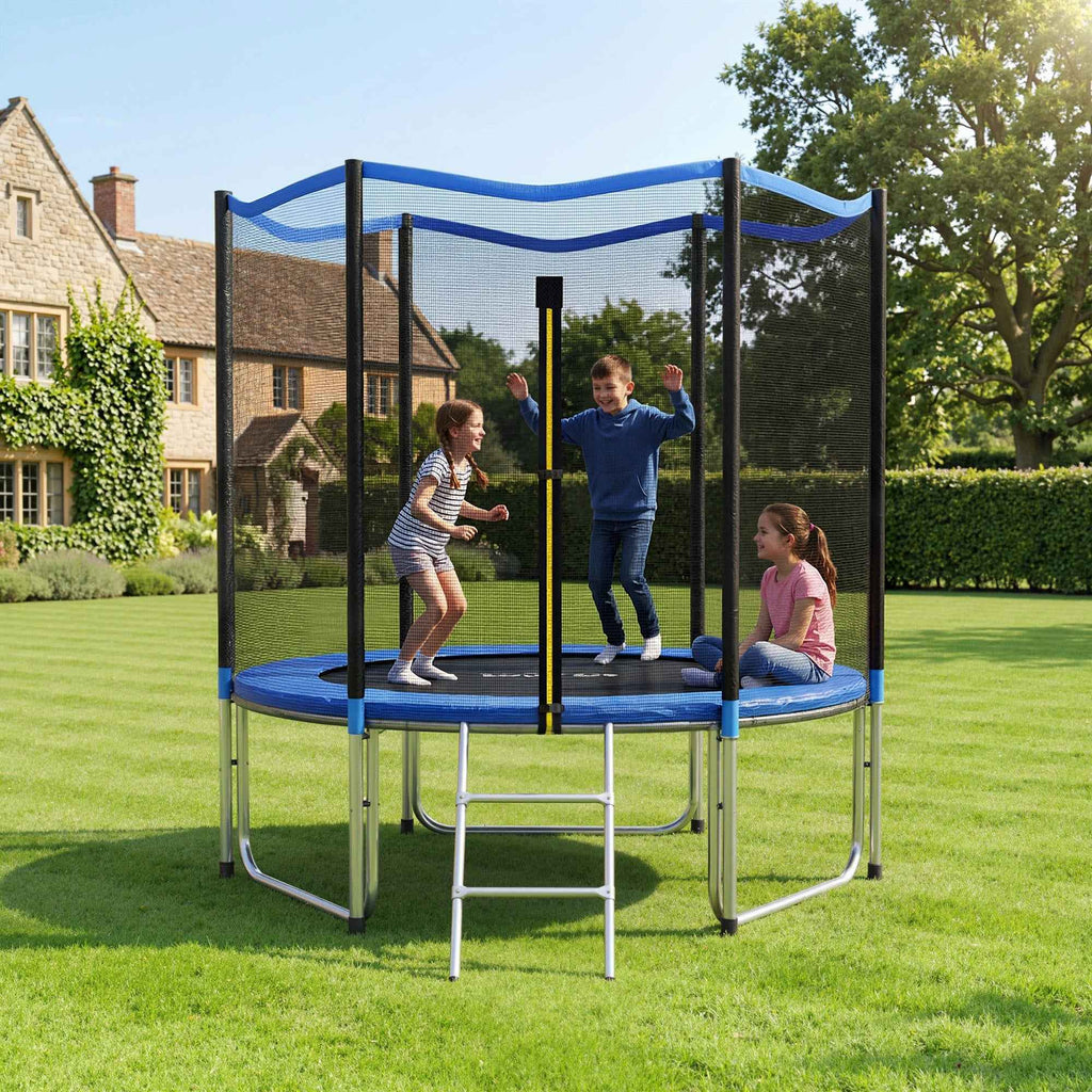 SPORTNOW 244cm Trampoline, Safety Net Included, Access Ladder